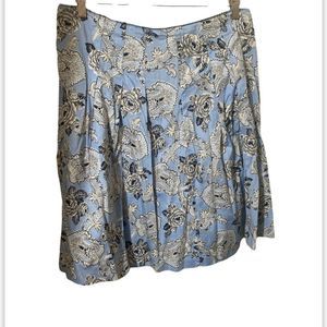 Talbots Carolina Blue A-Line Floral Maxi/Pleated Skirt Size 12
